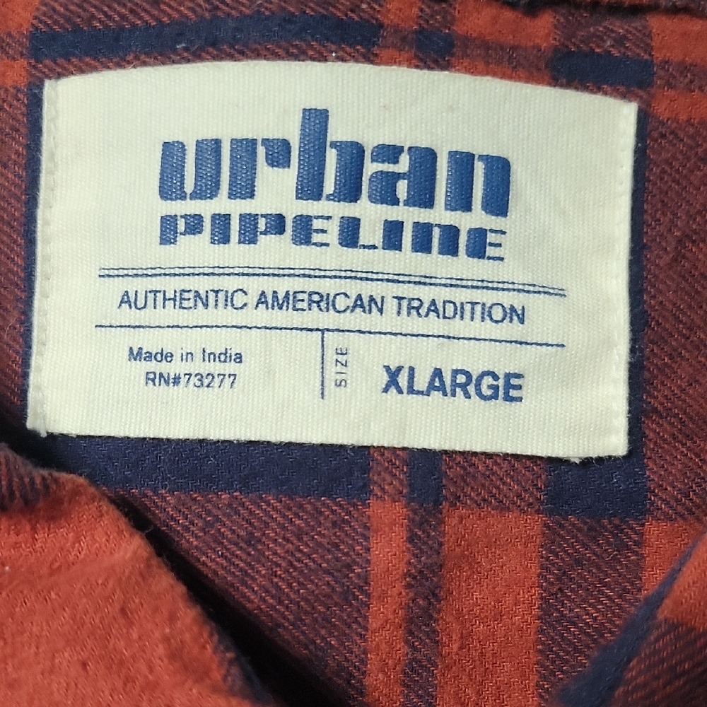 Urban Pipeline Red and Navy Plaid Shirt XL NWOT